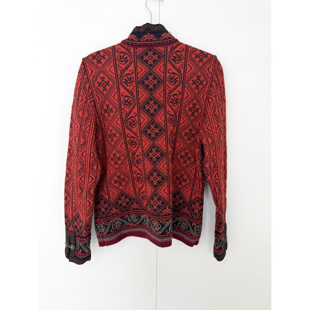 DALE OF NORWAY Women's New Wool Nordic Sweater Red Black Geometric - Picture 3 of 8